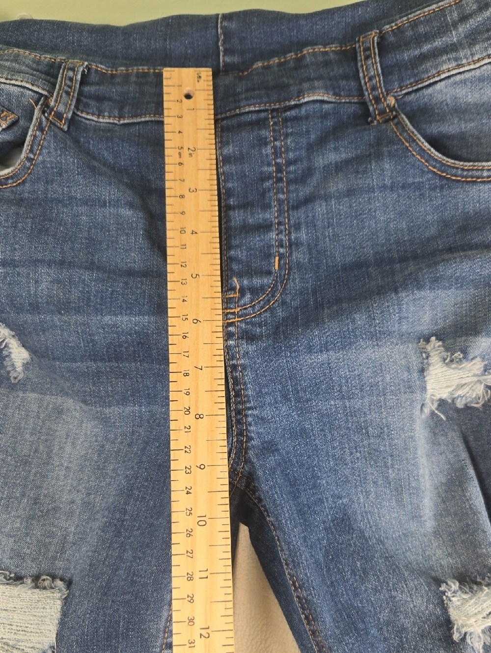 Distressed Blue Denim Women’s Overalls with Adjustable Straps - Picture 11 of 14